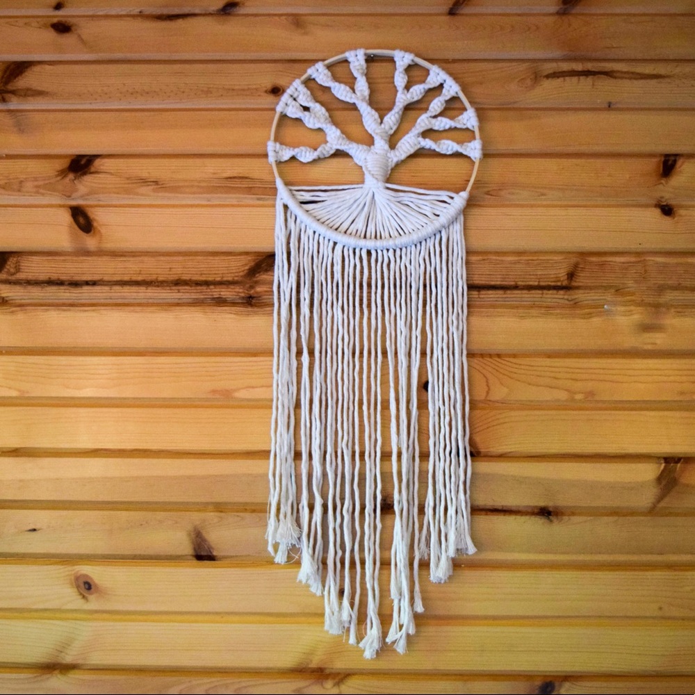 Handmade Macrame Tree of Life wall hanging - natural - 10” diameter